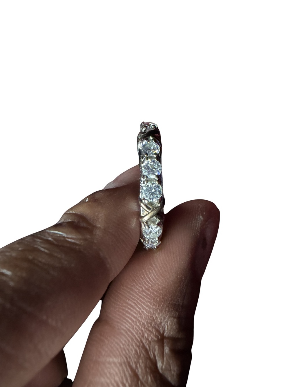 Sparkling Moissanite Ring in Silver and Rose Gold Accents